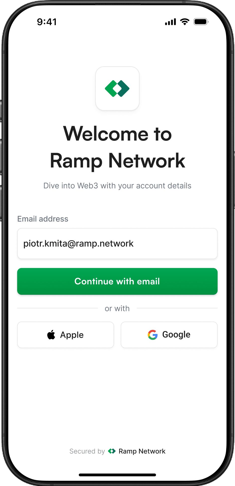 Authentication screen