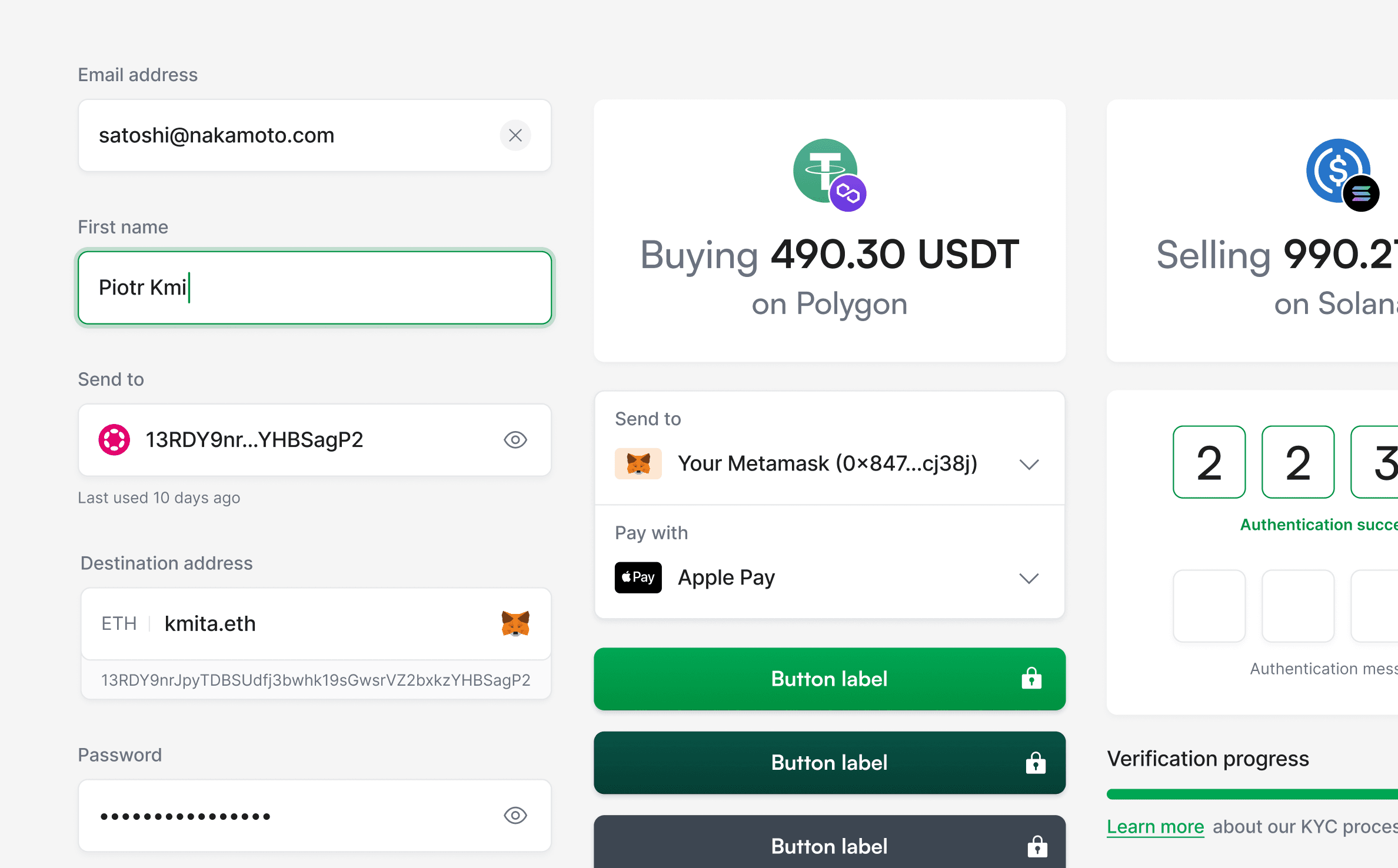 UI components from the design system library